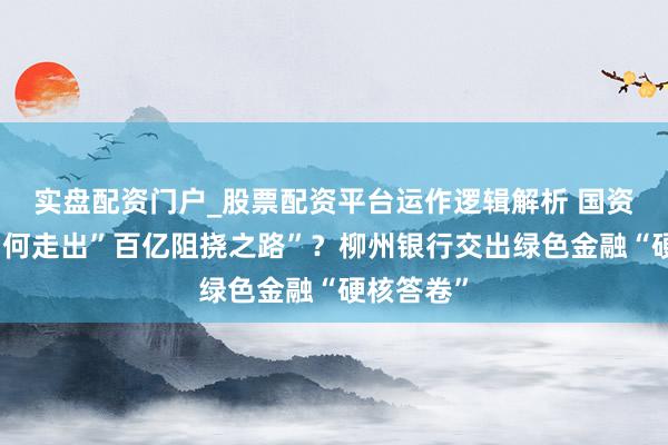 实盘配资门户_股票配资平台运作逻辑解析 国资要闻｜若何走出”百亿阻挠之路”？柳州银行交出绿色金融“硬核答卷”